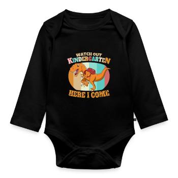 1st Day Of Kindergarten Funny Kindergarten Here I - Organic Longsleeve Baby Bodysuit - black - Front