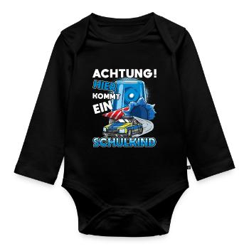 Einschulung Polizei Kindergarten Abschied - Baby Bio-Langarm-Body - Schwarz - Vorne