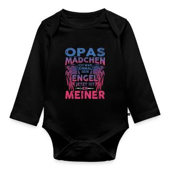 Opas Mädchen Ich War Einmal Sein Engel - Baby Bio-Langarm-Body - Schwarz - Vorne