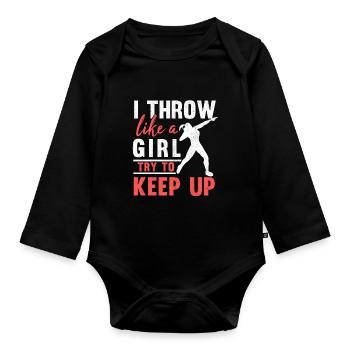 Je lance Lika A Girl Shut Putter Athlétisme - Body Bébé bio manches longues - noir - Devant