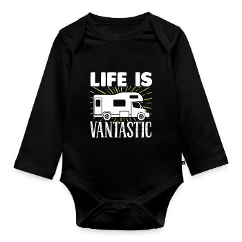 Motorhome RV Camping Life Is - Organic Longsleeve Baby Bodysuit - black - Front