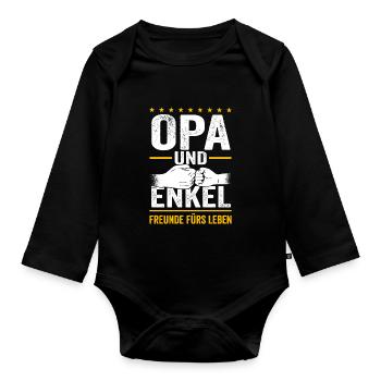 Opa und Enkel Freunde fürs Leben - Baby Bio-Langarm-Body - Schwarz - Vorne