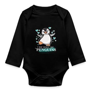 I Just Really Like Penguins - Organic Longsleeve Baby Bodysuit - black - Front