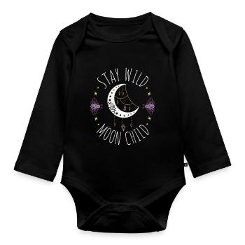 Wild Moonchild Live by the sun Love by the moon - Baby Bio-Langarm-Body - Schwarz - Vorne