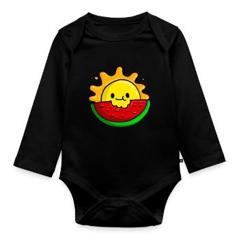 Melonen - Baby Bio-Langarm-Body - Schwarz - Vorne