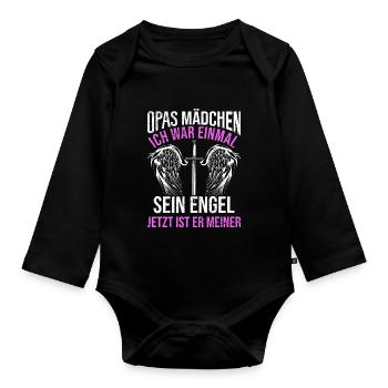 Opas Mädchen Ich War Einmal Sein Engel - Baby Bio-Langarm-Body - Schwarz - Vorne