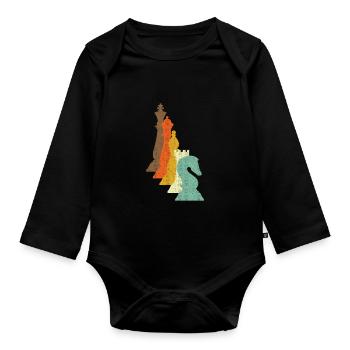 Schachfiguren Schach Geschenk - Baby Bio-Langarm-Body - Schwarz - Vorne