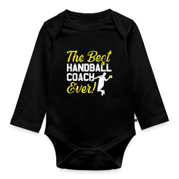 Best Handball Coach - Organic Longsleeve Baby Bodysuit - black - Front