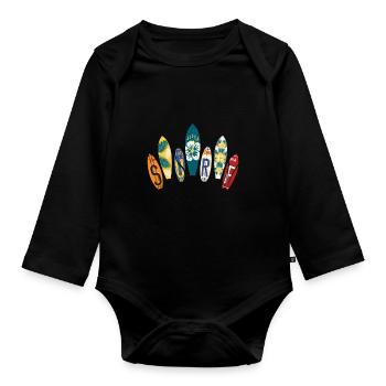 Surfs surfs surfing surf surf - Body Bébé bio manches longues - noir - Devant