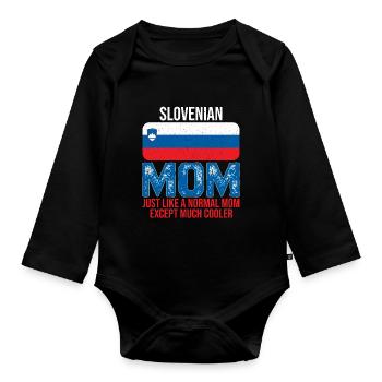Slovenian Mom Slovénie Drapeau fête des mères - Body Bébé bio manches longues - noir - Devant