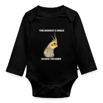 Nymphensittich Vögel Lustige Nymphensittiche - Baby Bio-Langarm-Body - Schwarz - Vorne