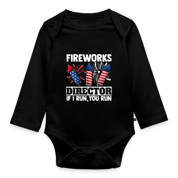 4th July Fireworks Director If I - Body Bébé bio manches longues - noir - Devant