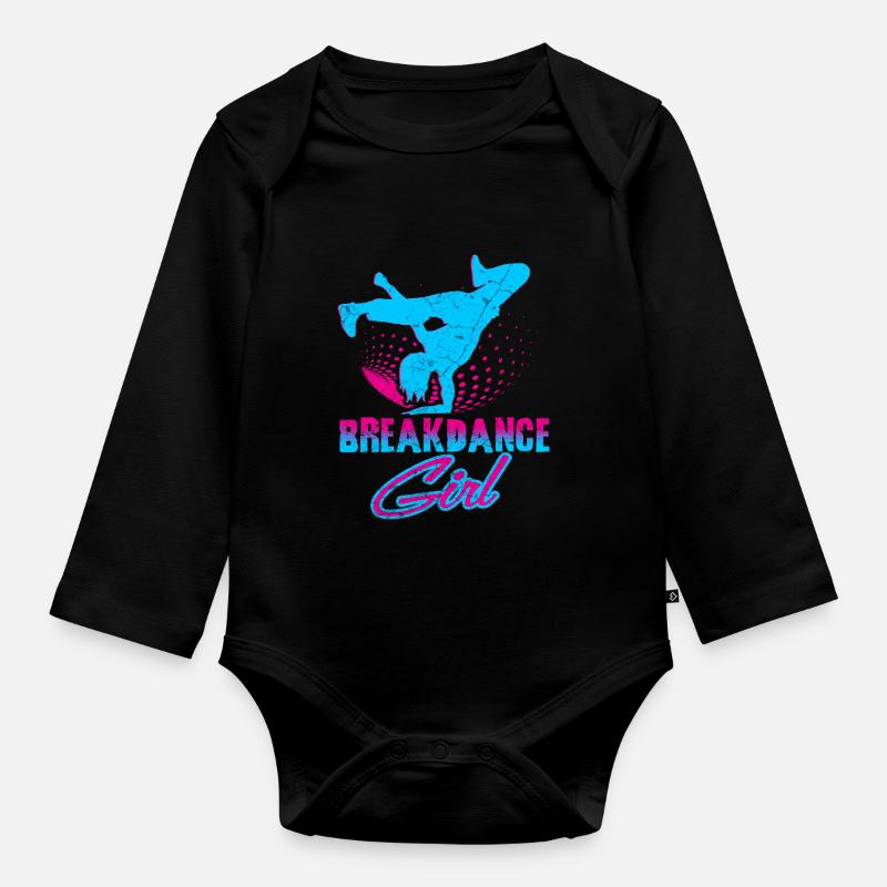 Breakdance Mädchen Tänzerin - Baby Bio-Langarm-Body - Schwarz