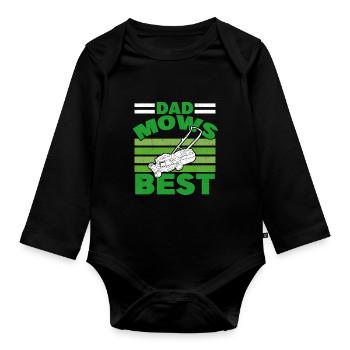 Papa Mows Best Lawnmower Grass Gardening Father - Body Bébé bio manches longues - noir - Devant