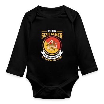 Italiener Sizilien Sizilianer Italien Geschenk - Baby Bio-Langarm-Body - Schwarz - Vorne