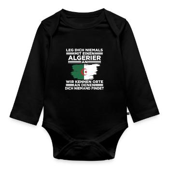 Algerier Algerien Algerisches Geschenk - Baby Bio-Langarm-Body - Schwarz - Vorne