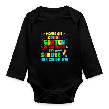 Kinder Einschulung Schulkind 2022 Erster Schultag - Baby Bio-Langarm-Body - Schwarz - Vorne