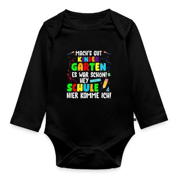 Grundschule Einschulung Schulkind 2022 Schultag - Baby Bio-Langarm-Body - Schwarz - Vorne