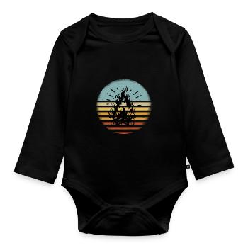 Lagerfeuer Camping Campen - Baby Bio-Langarm-Body - Schwarz - Vorne