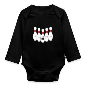 Bowling Pins Bowlen Kegeln Sport - Body Bébé bio manches longues - noir - Devant