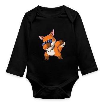 Dabbing Fox cool Pajama costume - Organic Longsleeve Baby Bodysuit - black - Front