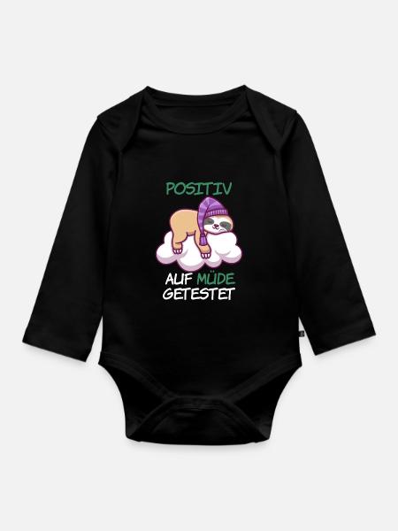 Faultier - Baby Bio-Langarm-Body - Schwarz