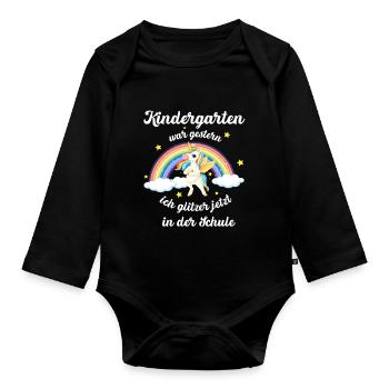 Kindergarten Schule Einschulung Jungs outfit - Baby Bio-Langarm-Body - Schwarz - Vorne