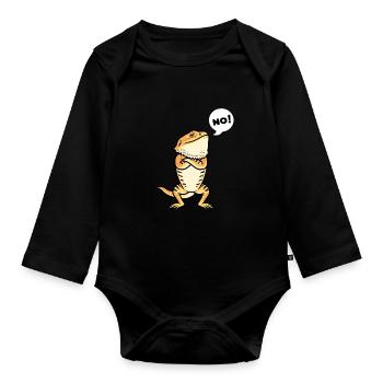 Stubborn Bearded Dragon Pogona Reptiles Lizard - Organic Longsleeve Baby Bodysuit - black - Front