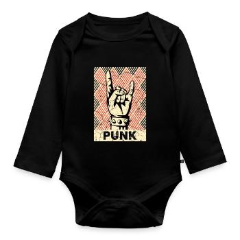 Punk Vintage Teufelshorn Punks - Baby Bio-Langarm-Body - Schwarz - Vorne
