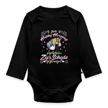 Hobby Horsing Pferde Hobbyhorse Hobby Horse - Baby Bio-Langarm-Body - Schwarz - Vorne