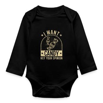 I want Candy - Body Bébé bio manches longues - noir - Devant