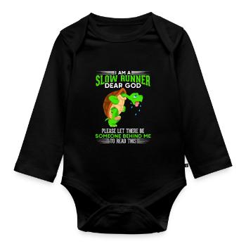 Lustige langsame Schildkröte Läufer Marathon - Baby Bio-Langarm-Body - Schwarz - Vorne