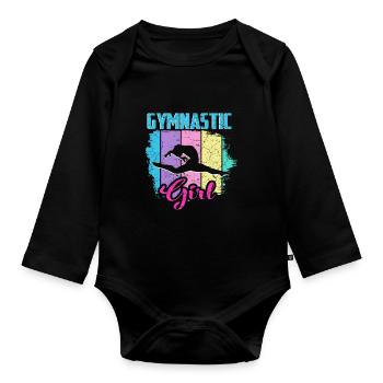 Gymnastique filles - Body Bébé bio manches longues - noir - Devant