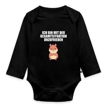 Hamster Mit der Gesamtsituation unzufrieden - Baby Bio-Langarm-Body - Schwarz - Vorne