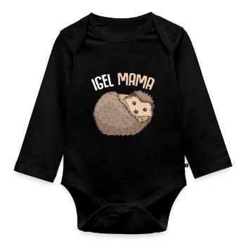 Igel Mama Mutter Muttertag Damen - Baby Bio-Langarm-Body - Schwarz - Vorne