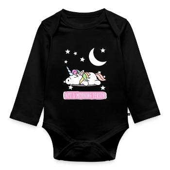 Pyjama chemise de nuit licorne pyjama - Body Bébé bio manches longues - noir - Devant