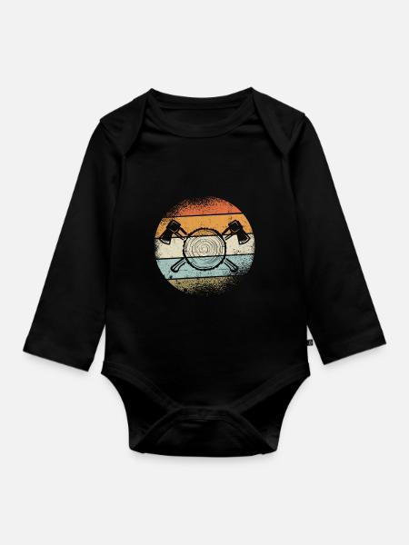 Holzfäller Outfit - Baby Bio-Langarm-Body - Schwarz