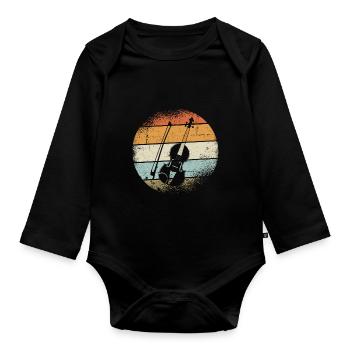 Violine - Baby Bio-Langarm-Body - Schwarz - Vorne