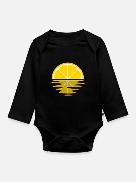 Zitrone Sonnenuntergang Frucht Urlaub Sommer - Baby Bio-Langarm-Body - Schwarz