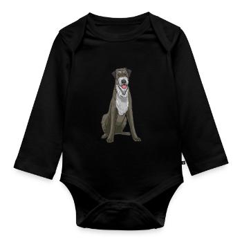 Irish Wolfhound Dog - Organic Longsleeve Baby Bodysuit - black - Front