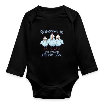 Dahoam is wo meine Hehna san - Baby Bio-Langarm-Body - Schwarz - Vorne