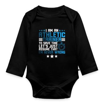 Ich bin ein Atheletiktrainer - Baby Bio-Langarm-Body - Schwarz - Vorne