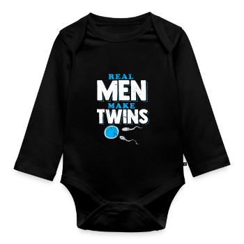 Real Men Make Twins Dad - Organic Longsleeve Baby Bodysuit - black - Front