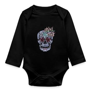 Mexikanischer Schädel - Baby Bio-Langarm-Body - Schwarz - Vorne