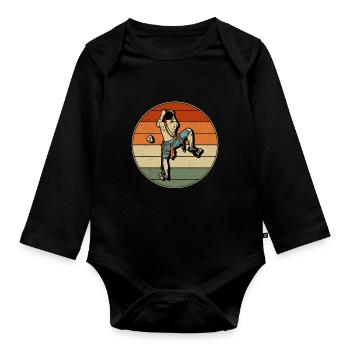 Escalade de la roche Indoor Retro Alpiniste - Body Bébé bio manches longues - noir - Devant