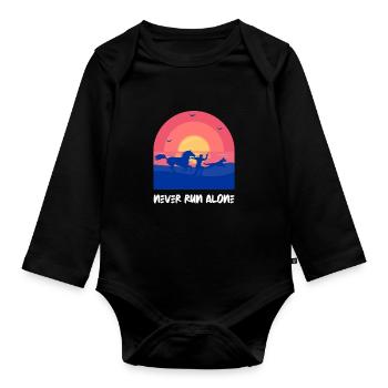 Pferd Hund Pony - Baby Bio-Langarm-Body - Schwarz - Vorne