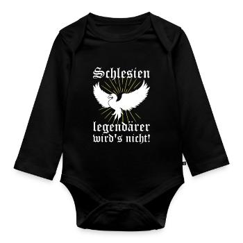 Schlesien Heimat Sprüche Adler Geschenkidee - Baby Bio-Langarm-Body - Schwarz - Vorne