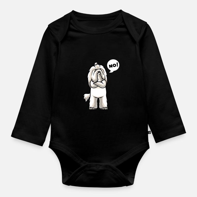 Sturer Coton de Tuléar Hunde - Baby Bio-Langarm-Body - Schwarz