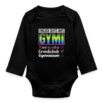 Kindergarten Grundschule Gymnasium - Baby Bio-Langarm-Body - Schwarz - Vorne