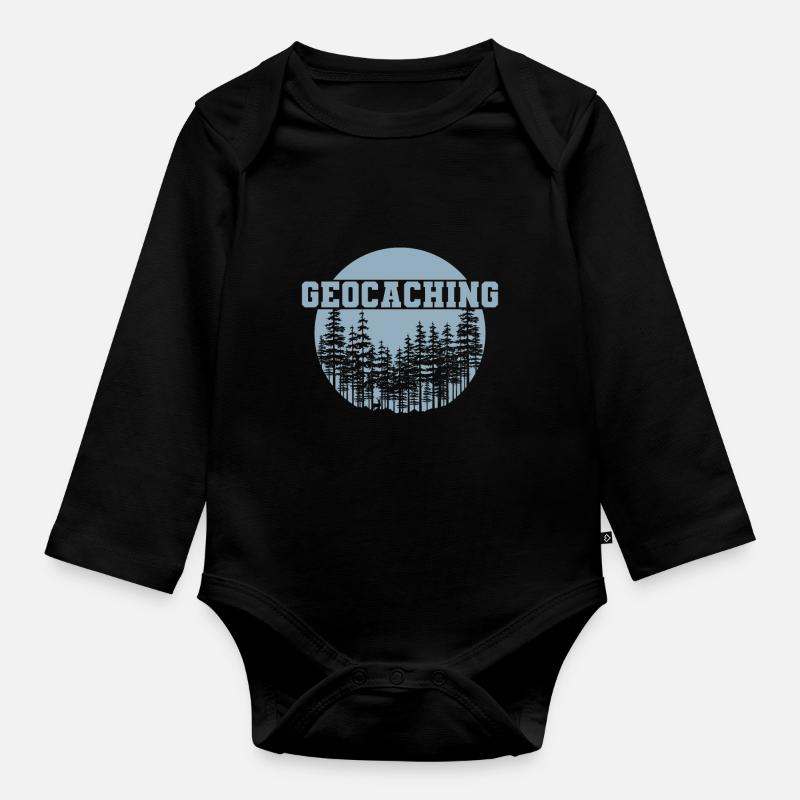 Geocaching im Wald - Baby Bio-Langarm-Body - Schwarz